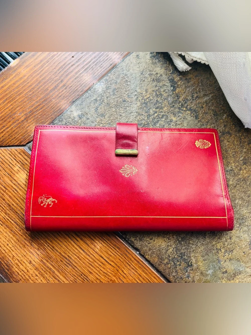 1970’s Classic Red Leather Wallet with Gold Accents
